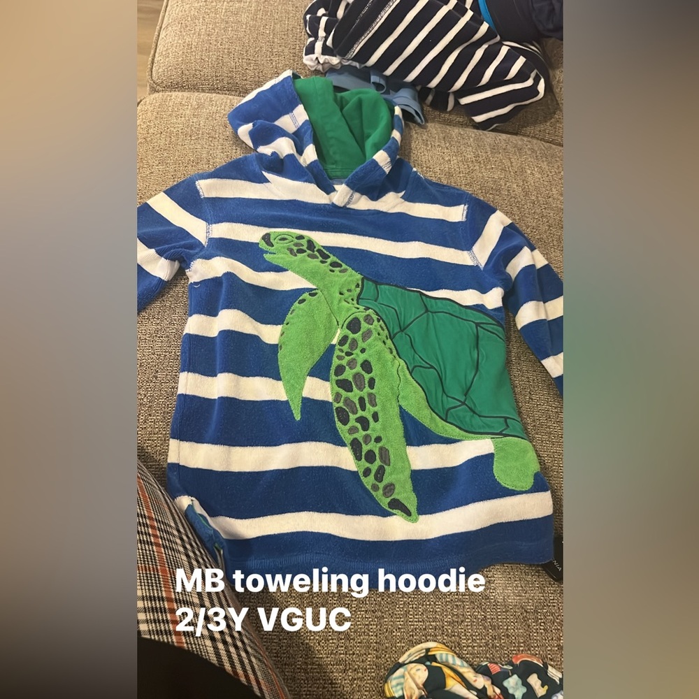 Mini Boden Toweling Hoodie 2/3Y